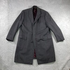 Vintage Brooks Brothers Long Overcoat Peacoat 44‎ Pure Virgin Wool Herringbone